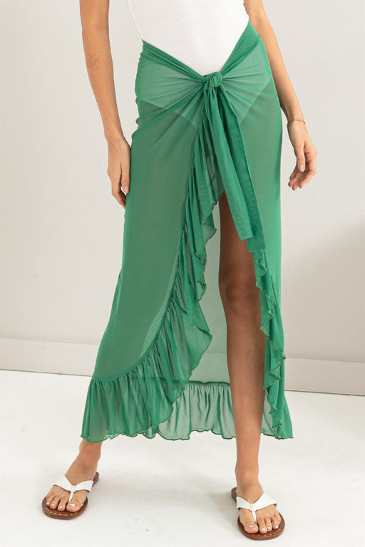 HYFVE Ruffle Trim Cover Up Sarong Skirt Green