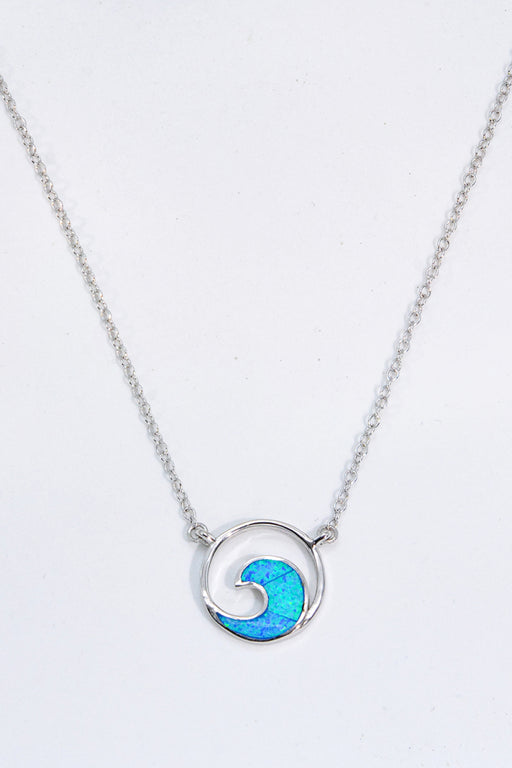 Opal Wave Pendant Necklace Blue One Size