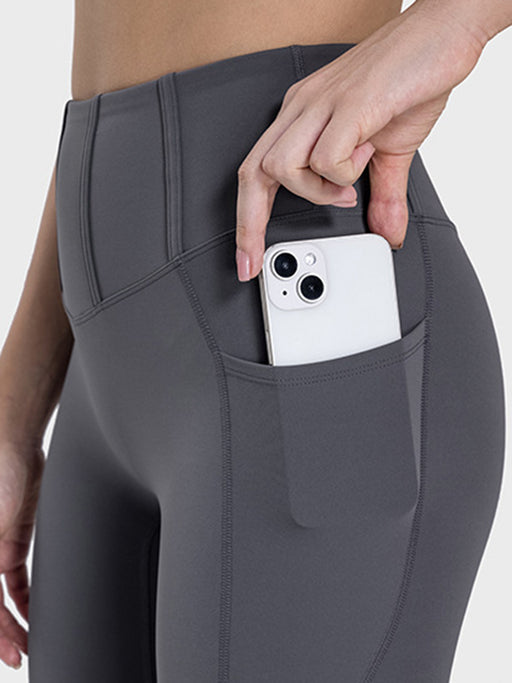 Pocketed High Waist Active Leggings Charcoal