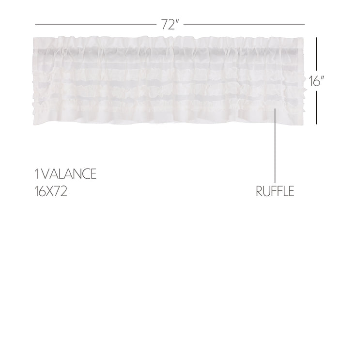White Ruffled Sheer Petticoat Valance 16x72