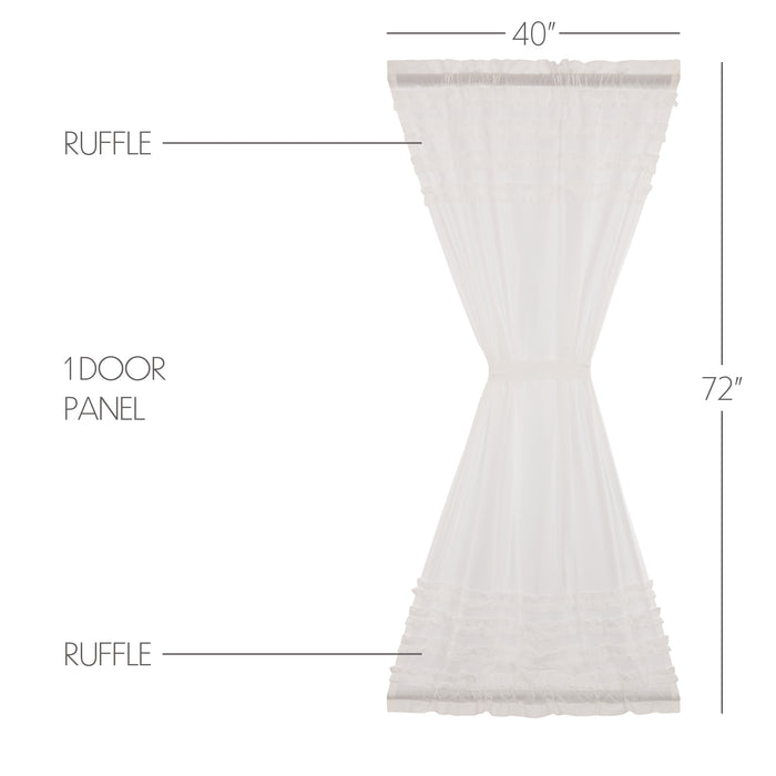 White Ruffled Sheer Petticoat Door Panel 72x40