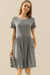 Ninexis Full Size Round Neck Ruched Dress with Pockets H GREY