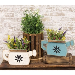 Rustic Wood Watering Can Planter 2 Asstd.