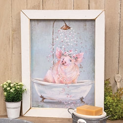 Piggy in Petals Framed Print