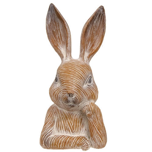 Engraved Terra Cotta Look Thinking Bunny Bust