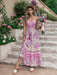 Tassel Printed V-Neck Maxi Dress Carnation Pink