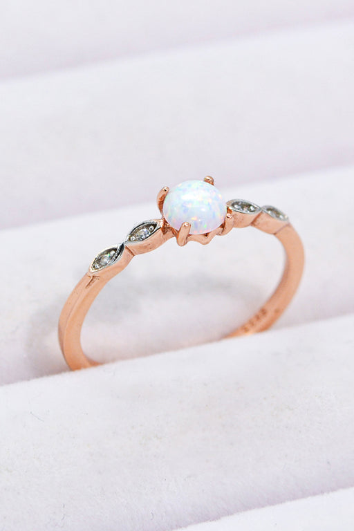 Opal Contrast Platinum-Plated Ring Rose Gold