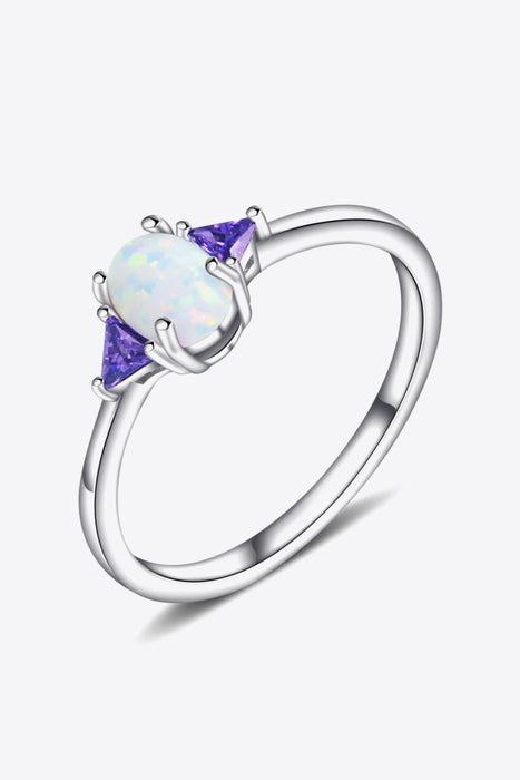 Contrast 925 Sterling Silver Opal Ring Purple