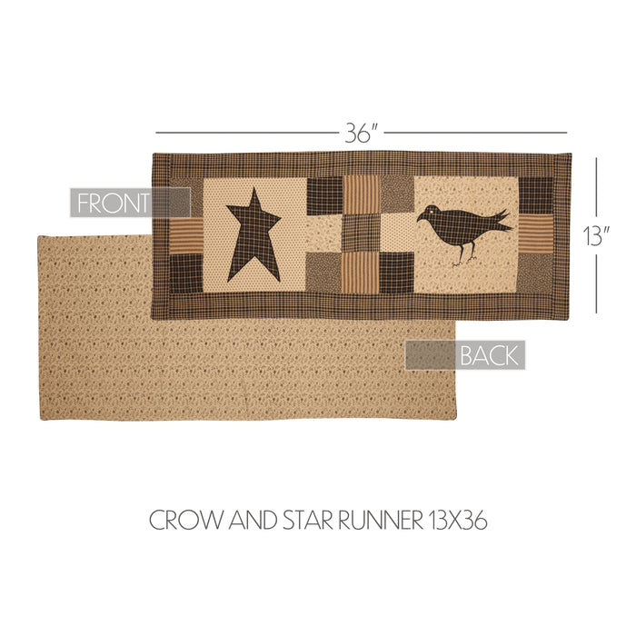 Kettle Grove Runner Crow and Star 13x36