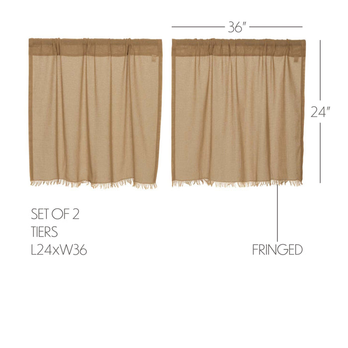 Tobacco Cloth Khaki Tier Fringed Set of 2 L24xW36