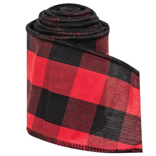 Wired Red & Black Buffalo Check Ribbon 3" x 9 Yards