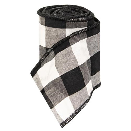 Wired Black & White Buffalo Check Ribbon 3" x 9 Yards