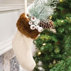 Knit Cream Stocking Gift Pocket