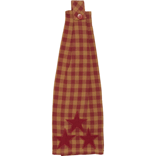 Burgundy Star Button Loop Kitchen Towel