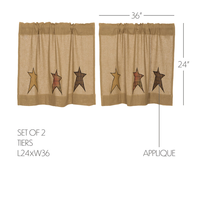 Stratton Burlap Applique Star Tier Set of 2 L24xW36