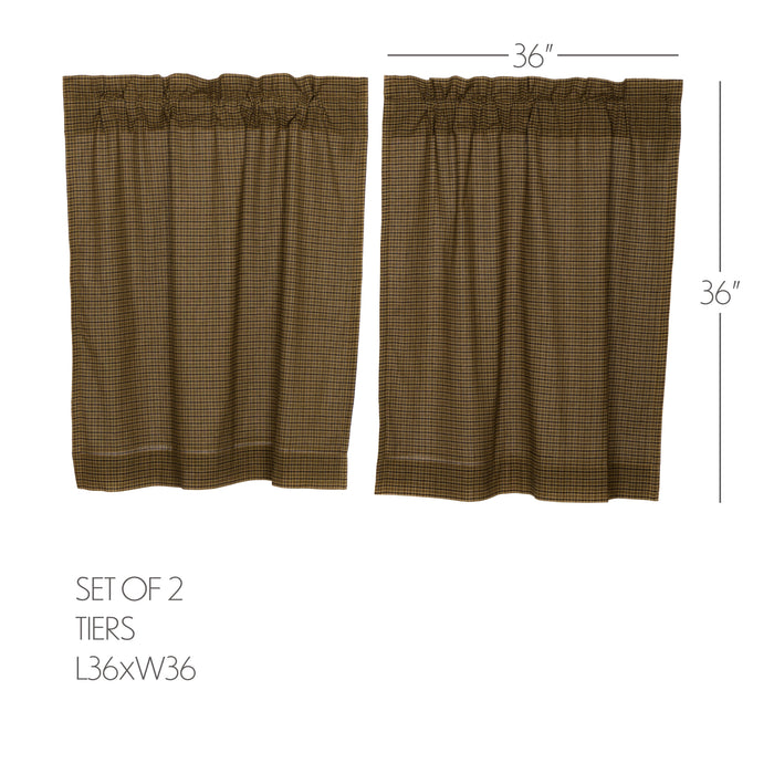 Tea Cabin Green Plaid Tier Set of 2 L36xW36