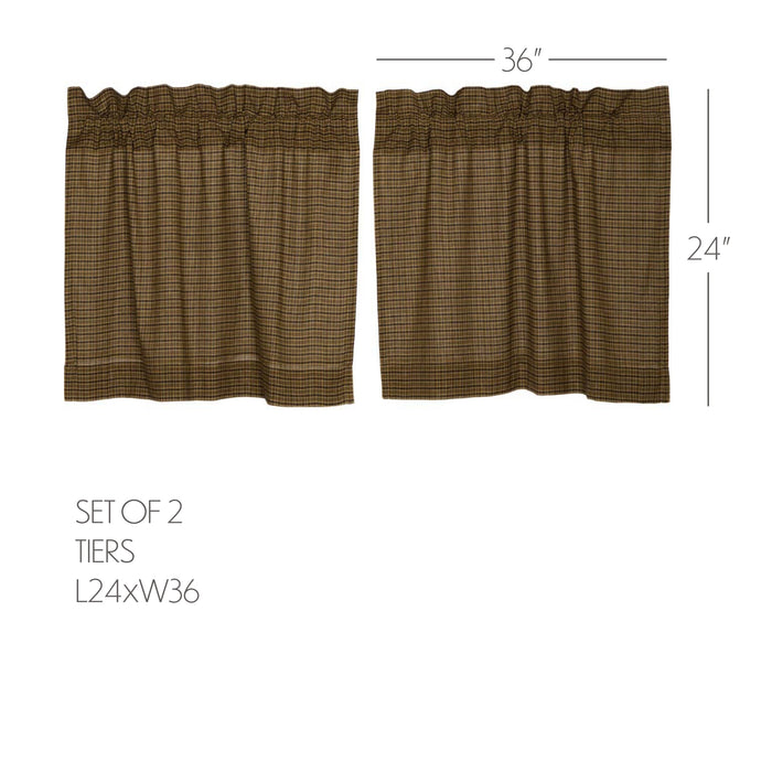 Tea Cabin Green Plaid Tier Set of 2 L24xW36