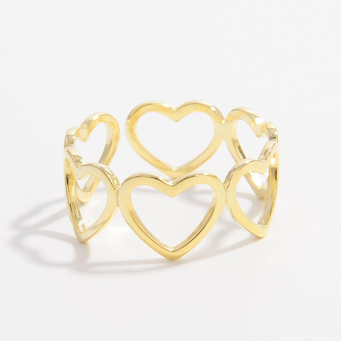 925 Sterling Silver Heart Ring Gold