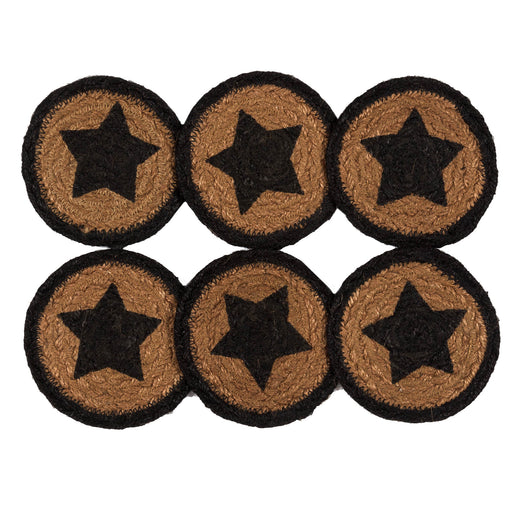 Farmhouse Jute Coaster Stencil Star Set of 6