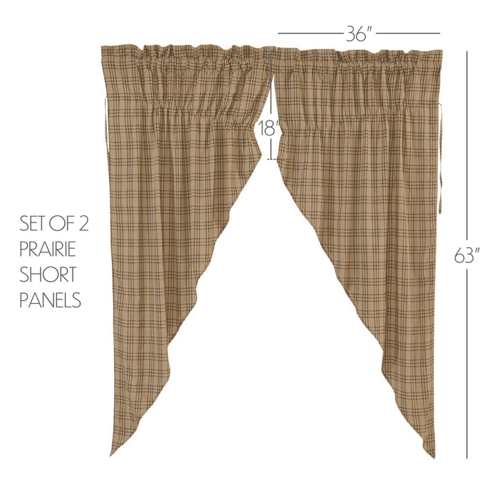 Sawyer Mill Charcoal Plaid Prairie Short Panel Set of 2 63x36x18