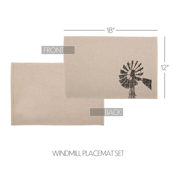 Sawyer Mill Charcoal Windmill Placemat Set of 6 12x18