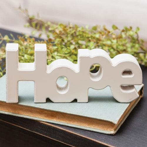 Wooden "Hope" Block Cream