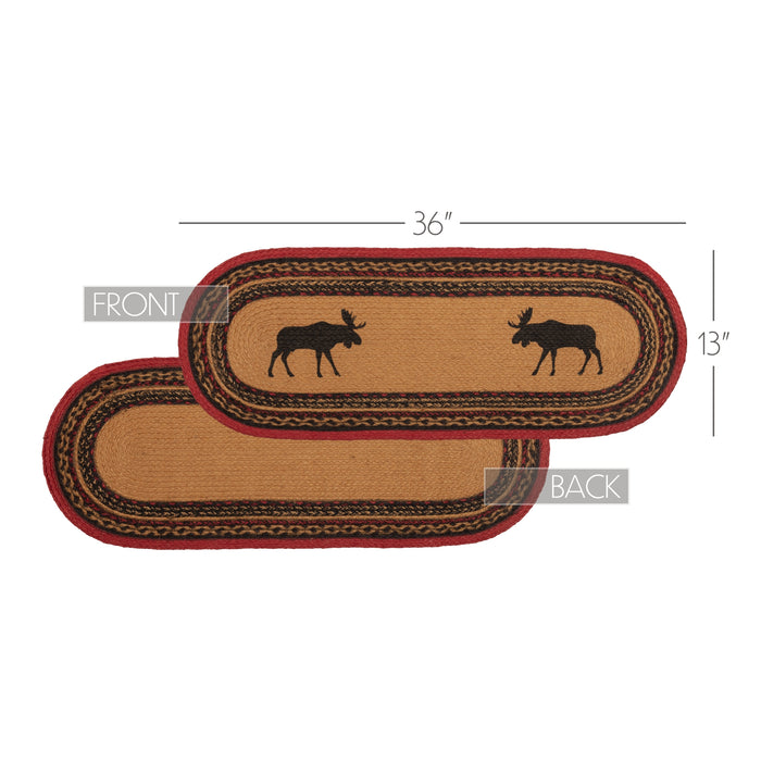 Cumberland Stenciled Moose Jute Runner Oval 13x36