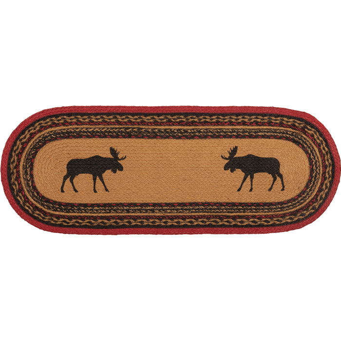 Cumberland Stenciled Moose Jute Runner Oval 13x36