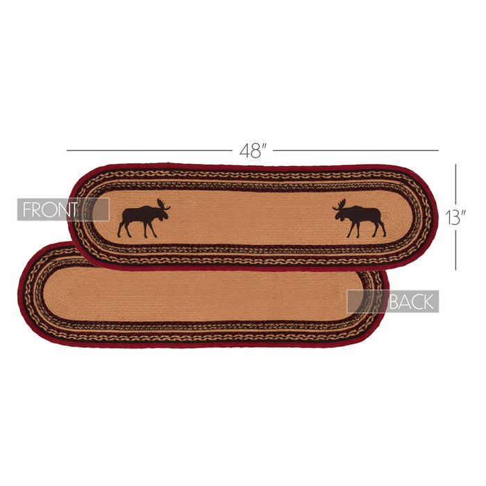 Cumberland Stenciled Moose Jute Runner Oval 13x48