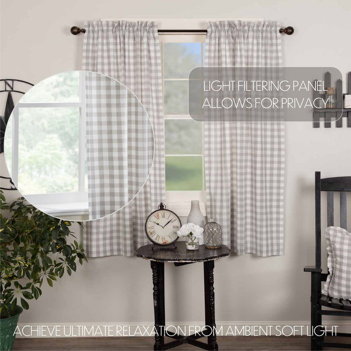 Annie Buffalo Grey Check Short Panel Set of 2 63x36