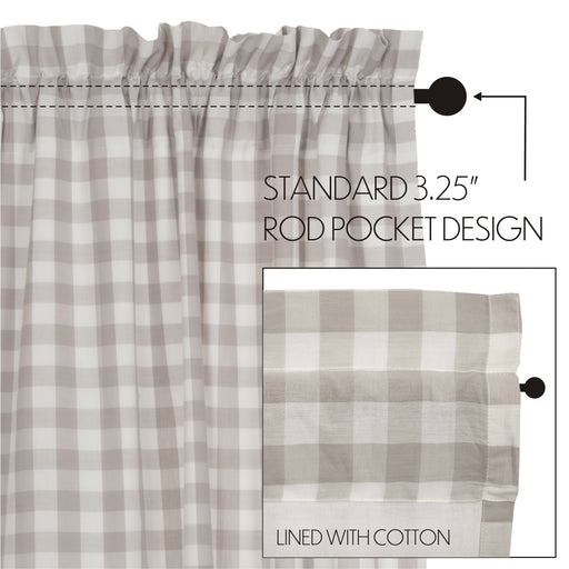 Annie Buffalo Grey Check Prairie Short Panel Set of 2 63x36x18