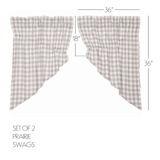 Annie Buffalo Grey Check Prairie Swag Set of 2 36x36x18