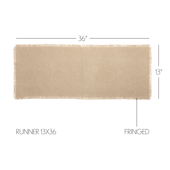 Burlap Vintage Runner Fringed 13x36