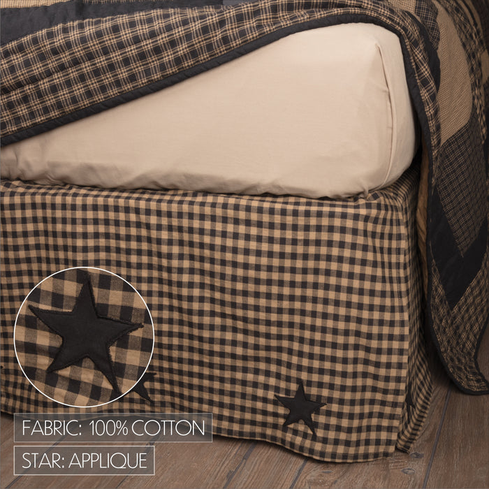 Black Check Star Twin Bed Skirt 39x76x16