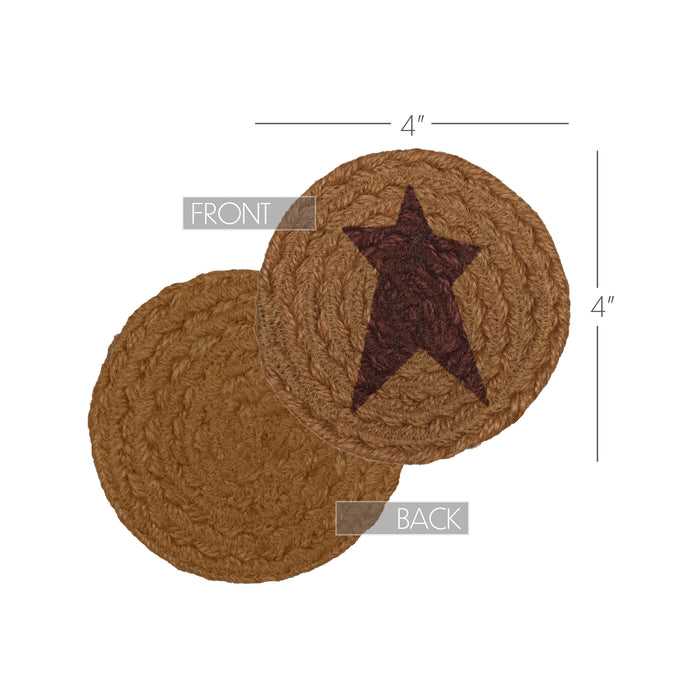 Heritage Farms Star Jute Coaster Set of 6