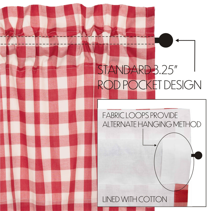 Annie Buffalo Red Check Prairie Short Panel Set of 2 63x36x18