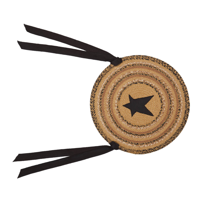 Kettle Grove Jute Chair Pad Applique Star 15 inch Diameter Set of 6