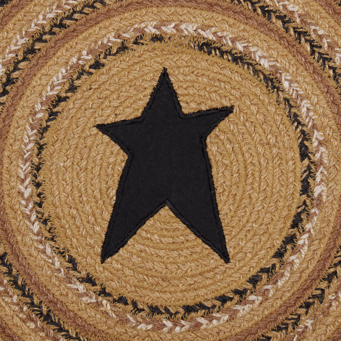 Kettle Grove Jute Chair Pad Applique Star 15 inch Diameter Set of 6