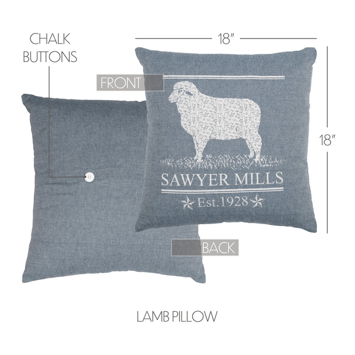 Sawyer Mill Blue Lamb Pillow 18x18