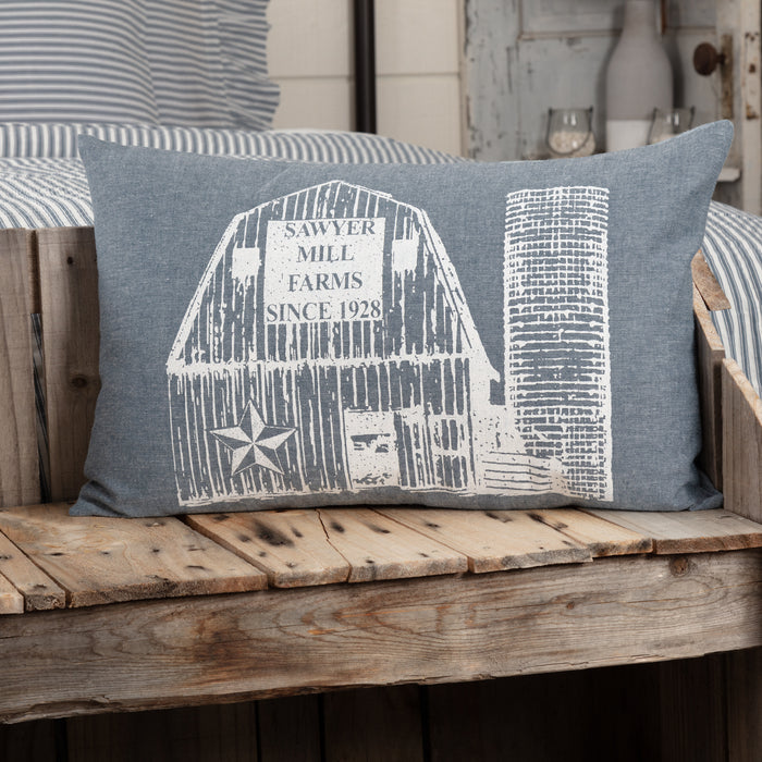 Sawyer Mill Blue Barn Pillow 14x22