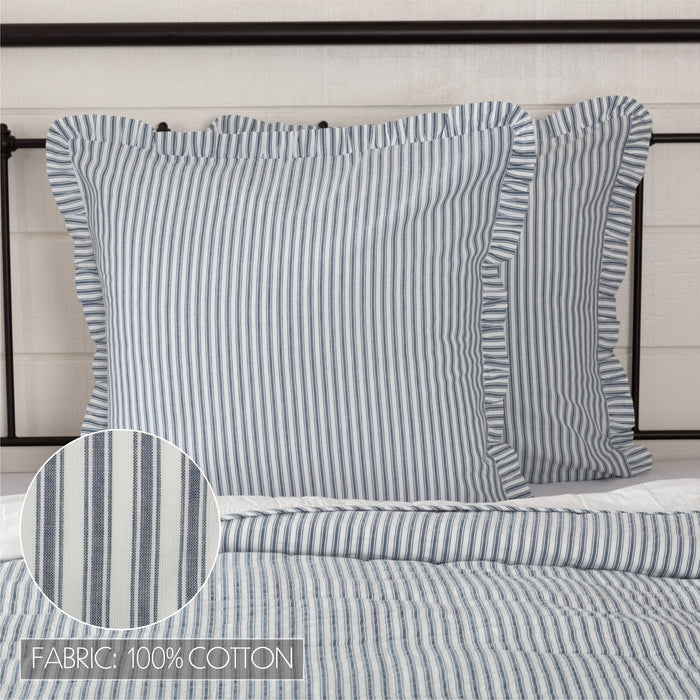 Sawyer Mill Blue Ticking Stripe Fabric Euro Sham 26x26