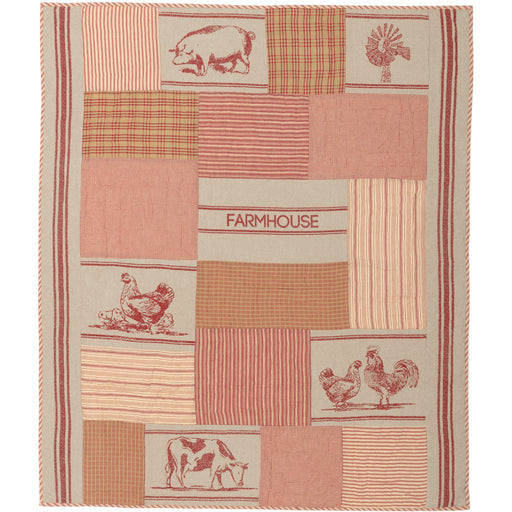 Sawyer Mill Red Farm Animal Quilted Throw 50x60