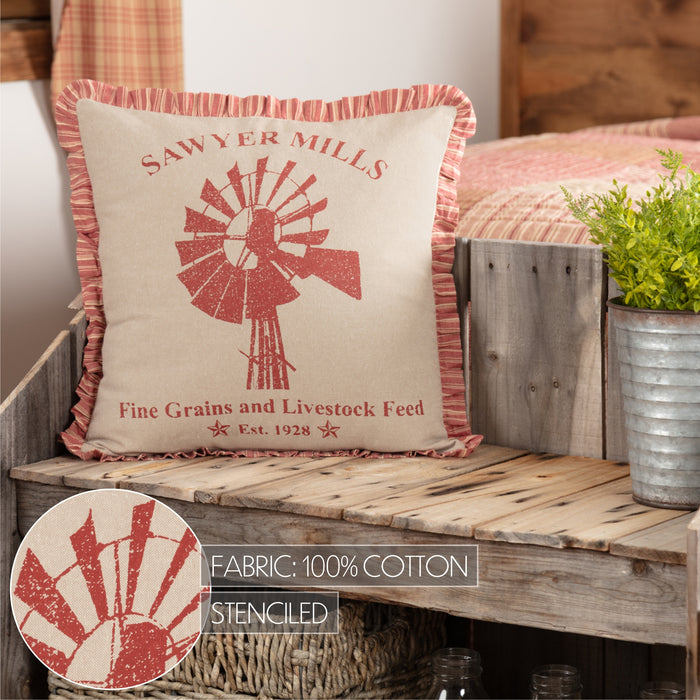 Sawyer Mill Red Windmill Pillow 18x18