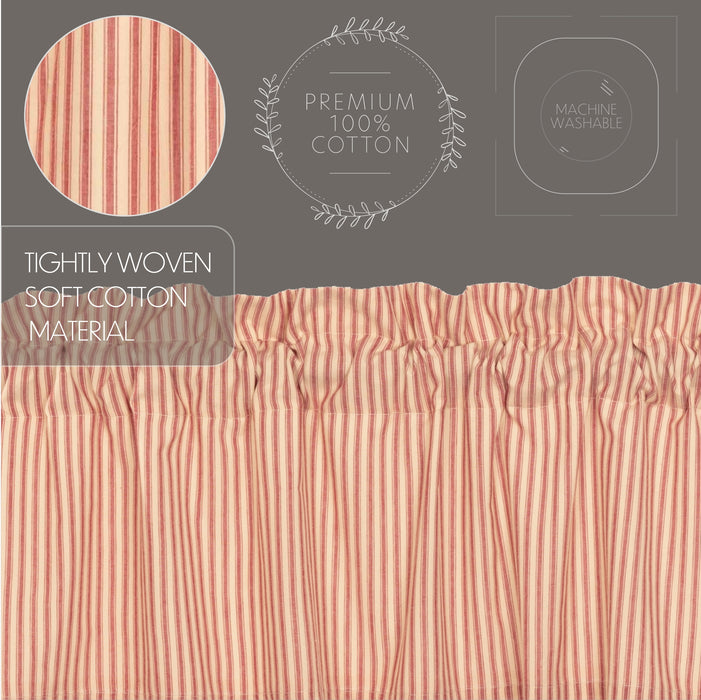 Sawyer Mill Red Ticking Stripe Prairie Swag Set of 2 36x36x18