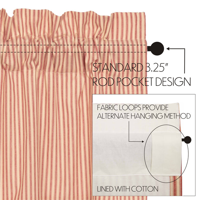 Sawyer Mill Red Ticking Stripe Prairie Swag Set of 2 36x36x18