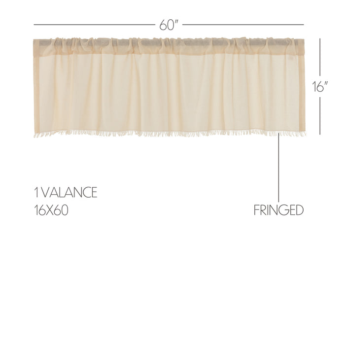 Tobacco Cloth Natural Valance Fringed 16x60