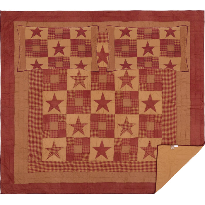 Ninepatch Star King Quilt Set; 1-Quilt 105Wx95L w/2 Shams 21x37