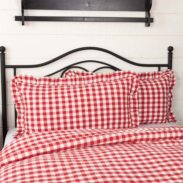 Annie Buffalo Red Check Ruffled King Sham 21x37