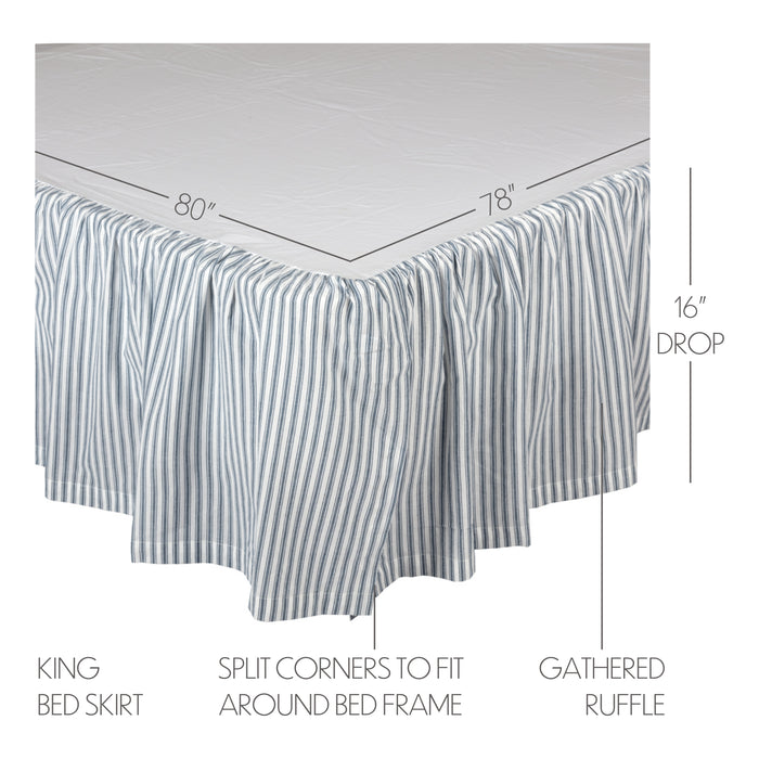 Sawyer Mill Blue Ticking Stripe King Bed Skirt 78x80x16