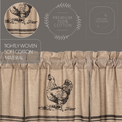 Sawyer Mill Charcoal Chicken Valance Pleated 20x60